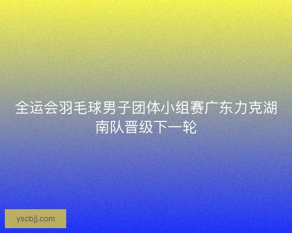 全运会羽毛球男子团体小组赛广东力克湖南队晋级下一轮
